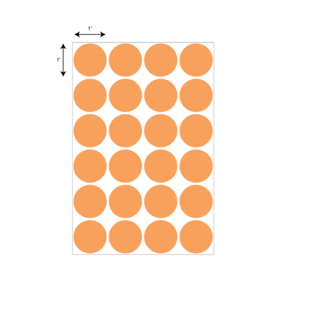 Nevs 1" Color Coding Dots Orange Flr - Sheet Form DOT-10M Orange Flr